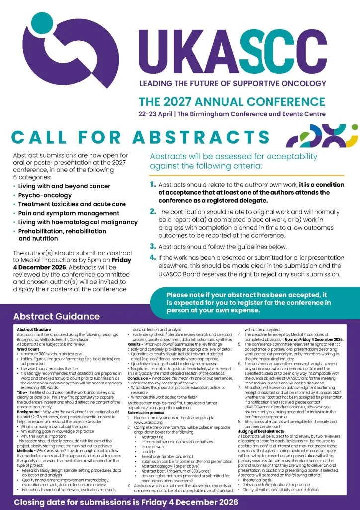 UKASCC Conference 2027 - Call for Abstracts